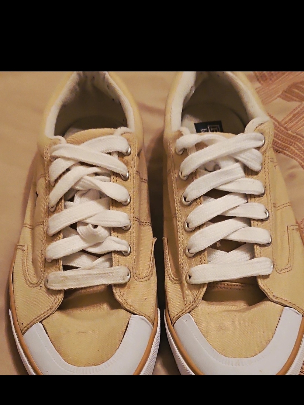 Polo by Ralph Lauren Men's Low-Top Canvas Sneakers in Beige and White